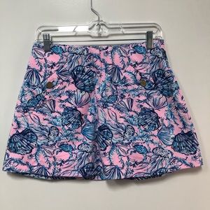 Lilly Pulitzer Madison skort in pink and blue shell print size S stretch knit